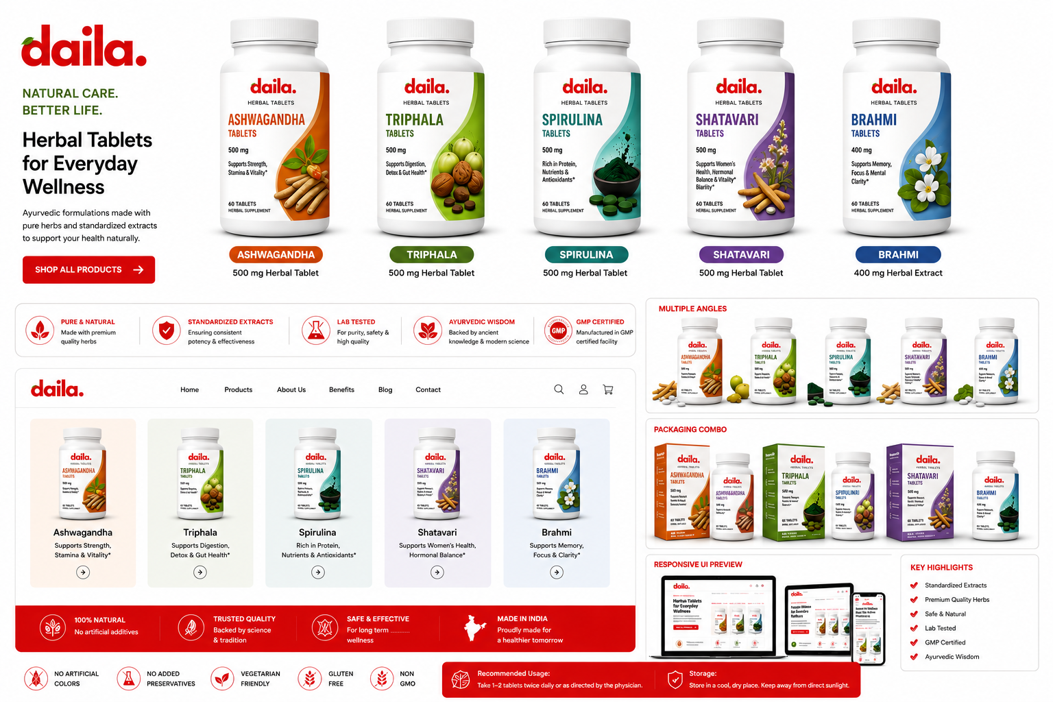 daila Ayurvedic herbal supplement product range